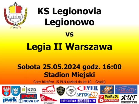 Mecz piłki nożnej KS Legionovia Legionowo - Legia II Warszawa