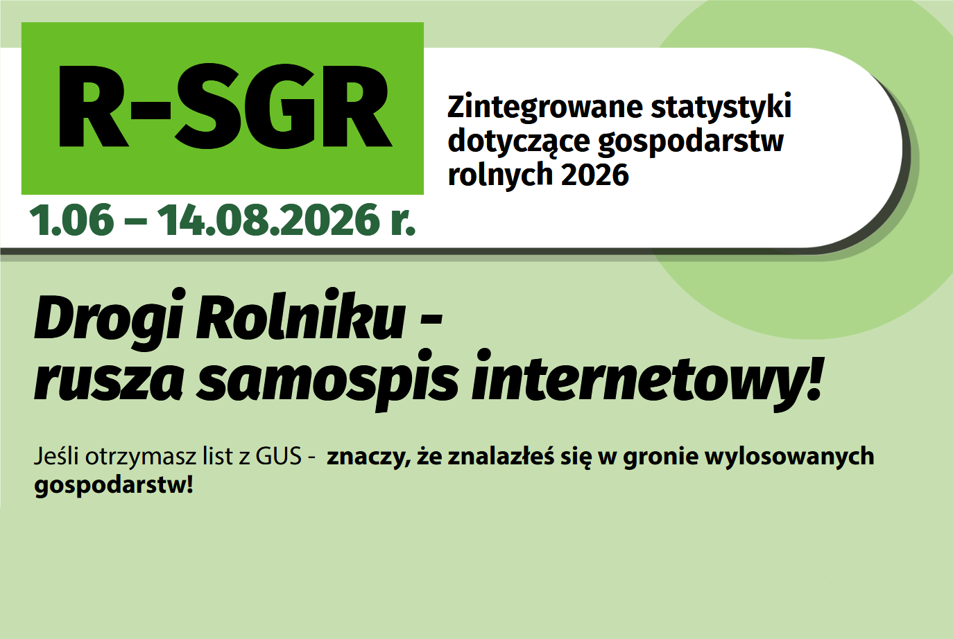 [15.07.2026] Trwa badanie gospodarstw rolnych R-SGR 2026