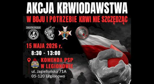 Zapraszamy na akcję krwiodawstwa w Legionowie