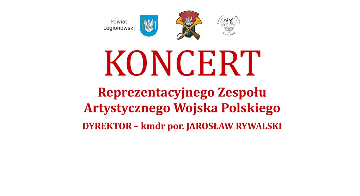 plakat zapraszający na koncert z udziałem RZAWP na górze herby i logotypy organizatorów