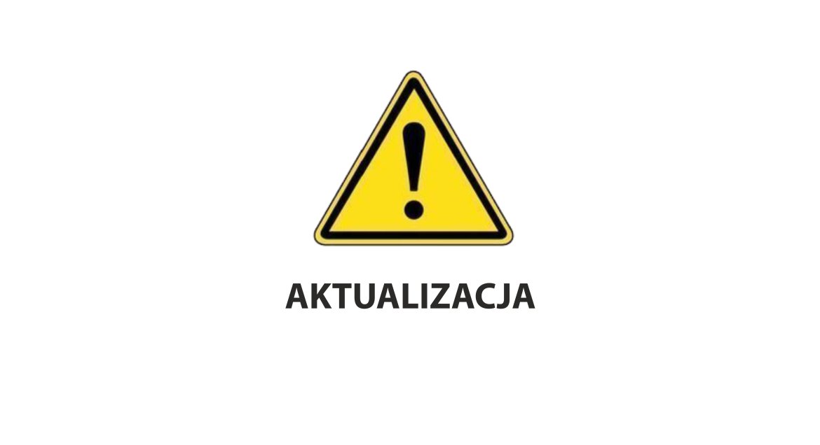 znak ostrzeżenia, napis aktualizacja