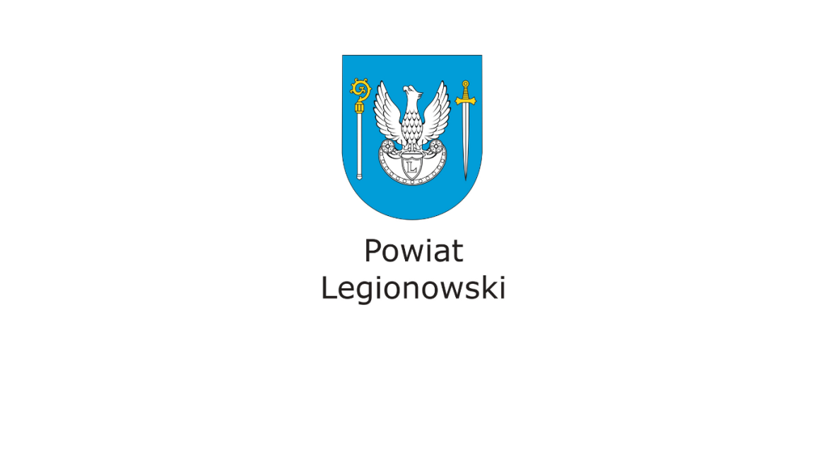 Herb Powiatu Legionowskiego, biały orzeł na niebieskiej tarczy