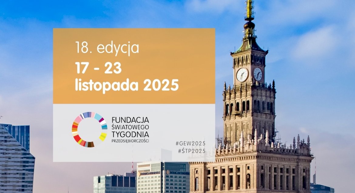Na zdjęciu widok na Pałac Kultury w Warszawie i duży napis 18 edycja, 17-18 listopada 2025