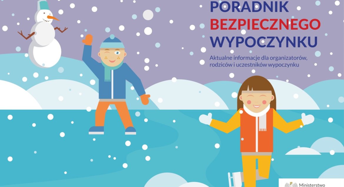 Grafika przedstawiająca dzieci w zimowej scenerii