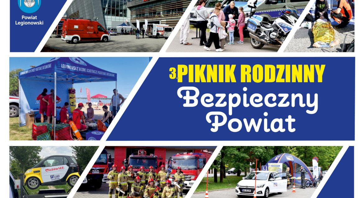 grafika ze zdjeciami służb ora znapisem 3. Piknik Rodzinny Bezpieczny Powiat