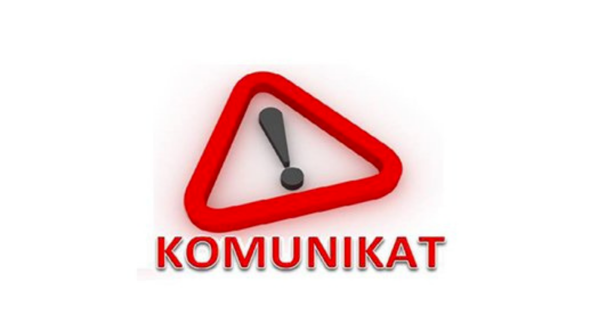 znak  - czerwony trójkąt z wykrzyknikiem w środku z podpisem komunikat