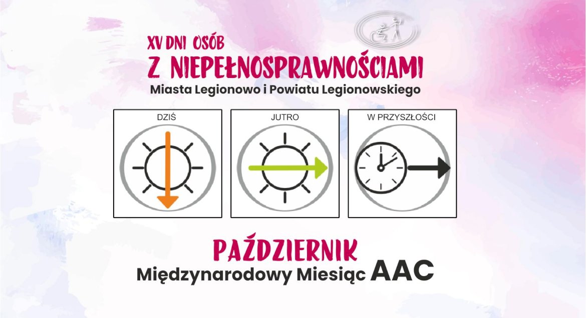 plakat z inonkami Makaton i napis Pażdziernik Miesiącem AAC