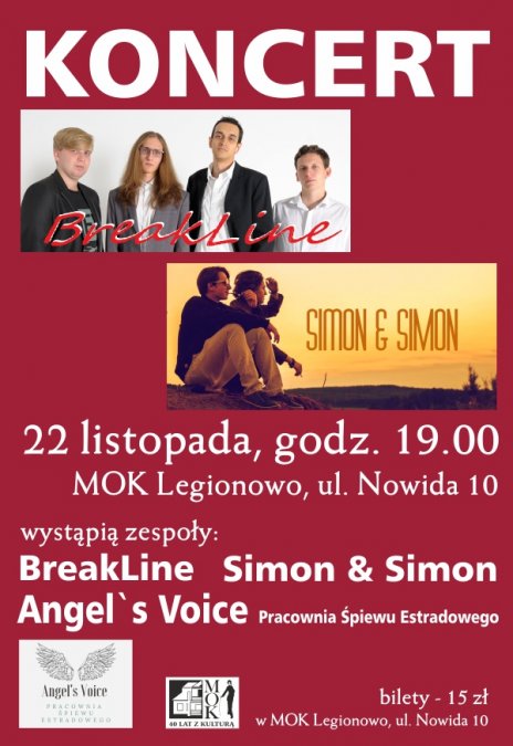 Koncert: BreakLine, Simon&Simon oraz Angel`s Voice