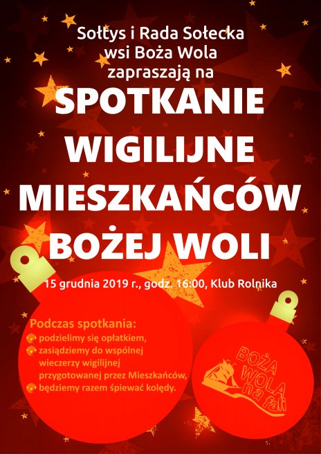 Spotkanie wigilijne Mieszkańców Bożej Woli