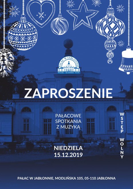 Koncert Świąteczny w Pałacu w Jabłonnie „ Jazzowe impresje , jazzowe kolędowanie”