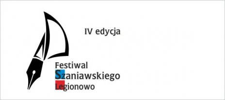 Obrazek przedstawia czarne logo Festiwalu Szaniawskiego - połączenie zagla i stalówki oraz napis IV Edycja Festiwal  Szaniawskiego Legionowo