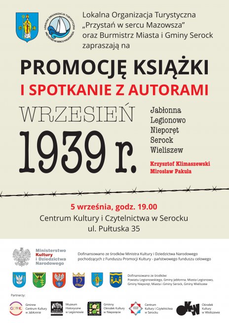 Spotkanie z autorami, promocja książki „Wrzesień 1939. Jabłonna, Legionowo, Nieporęt, Wieliszew, Serock”