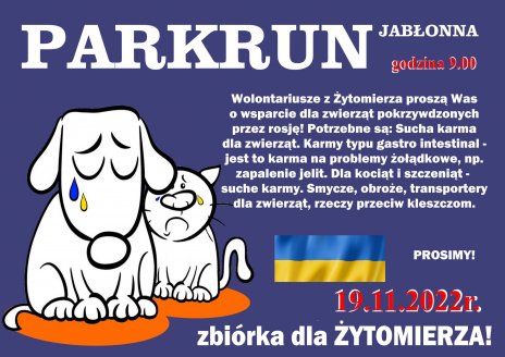 264. parkrun Jabłonna. Zbiórka dla zwierząt z Żytomierza
