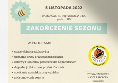 Zamknięcie sezonu pszczelarskiego 2022- spotkanie otwarte