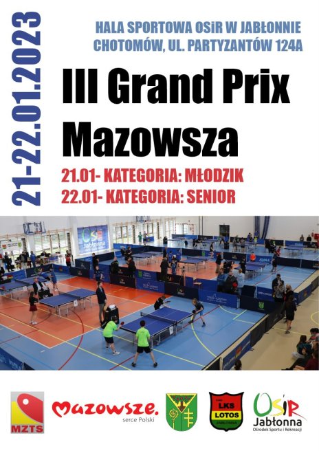III Grand Prix Mazowsza w Tenisie Stołowym