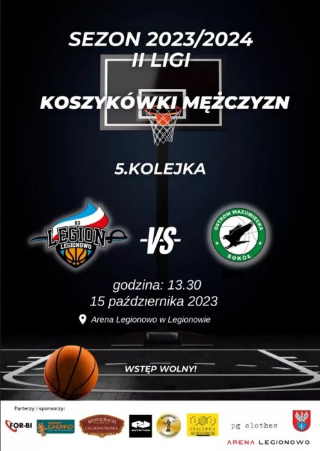 Mecz koszykówki: KS Legion - Sokół Grupa Avista Ostrów Maz