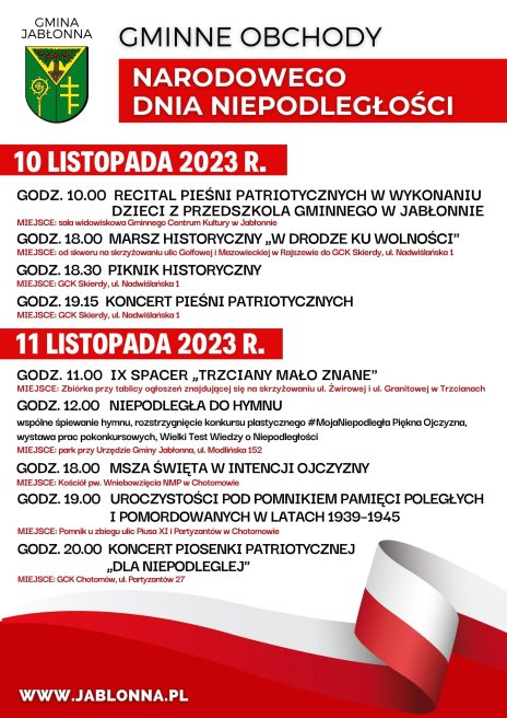 Obchody 105. rocznicy odzyskania przez Polskę niepodległości w Jabłonnie