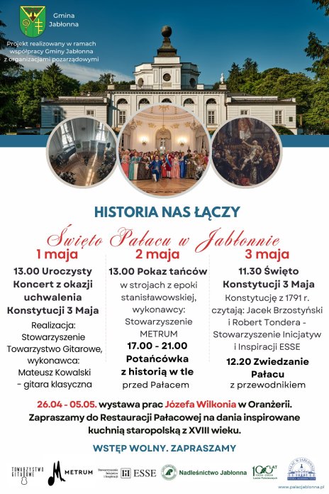 "Historia nas łączy" - wydarzenia kulturalne w pałacu w Jabłonnie