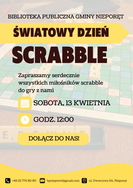 Światowy Dzień Scrabble w bibliotece w Nieporęcie