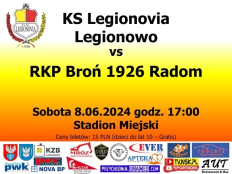 Mecz piłki nożnej KS Legionovia Legionowo - RKP Bróń 1926 Radom
