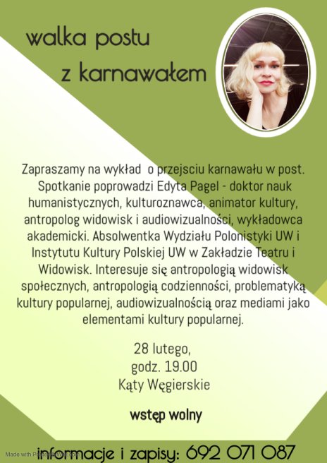 Plakat zapraszający na wydarzenie, szczegółowe informacje w aktualności