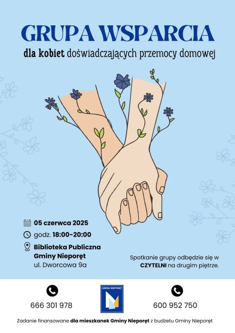 Spotkanie grupy wsparcia dla kobiet doświadczających przemocy domowej (dla mieszkanek Gminy Nieporęt)
