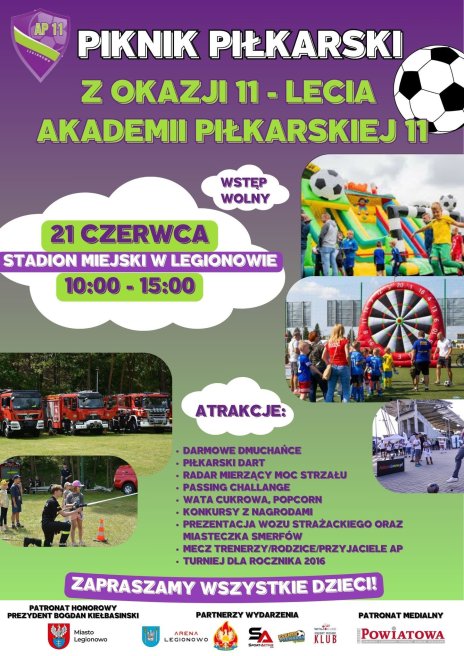 Piknik piłkarski z okazji 11 lecia działalności Akademii Piłkarskiej 11. Atrakcje dla dzieci