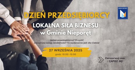 Zdjęcie przedstawia plakat wydarzenia, jakim jest Dzień Przedsiębiorcy