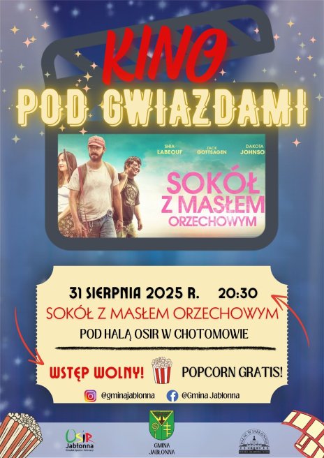 Zdjęcie przedstawia plakat ze zdjęciem zapowiadającym film „Sokół z masłem orzechowym"