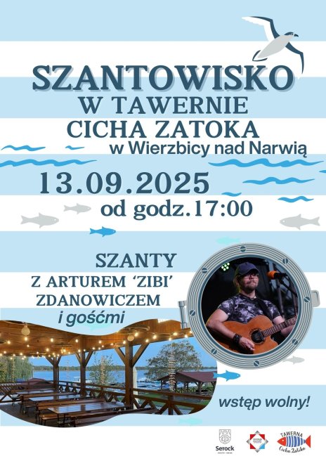 Zdjęcie przedstawia Cichą Zatokę i muzyka Artura Zdanowicza