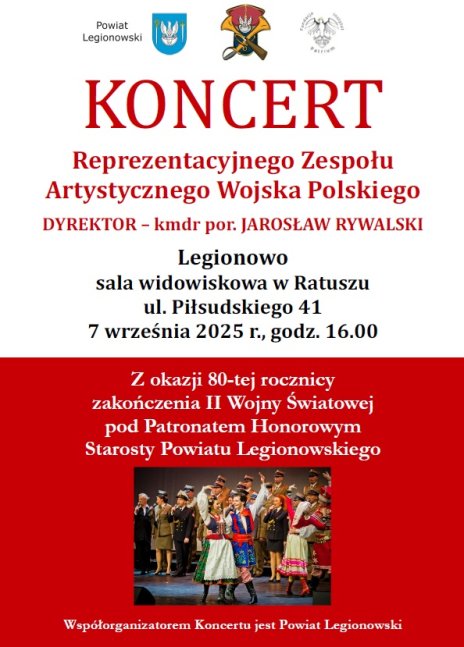 Zdjęcie przedstawia plakat koncertu z okazji rocznicy zakończenia II Wojny Światowej
