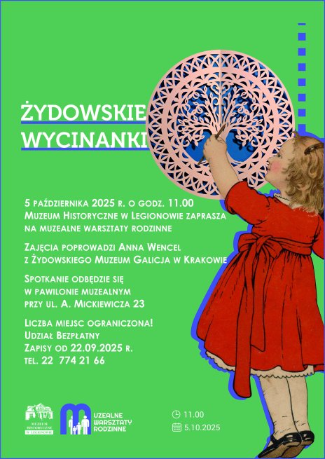 Na zdjęciu widoczna w czerwonej sukience dziewczynka, która zajmuje się wycinankami