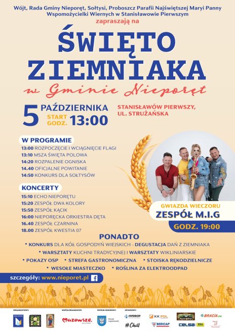 Na zdjęciu postaci zespołu MIG i plan wydarzenia