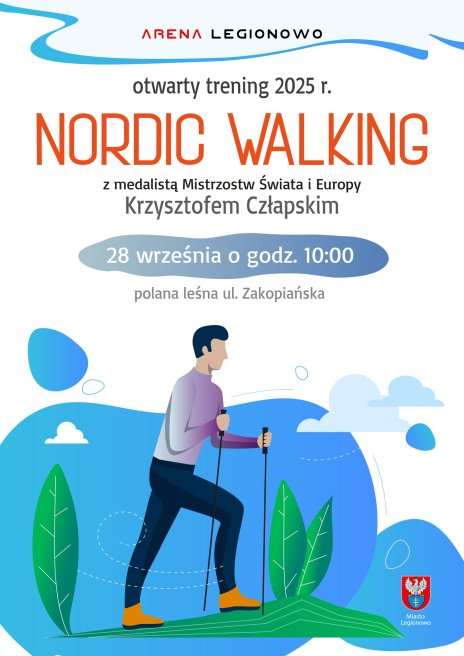 Na zdjęciu grafika mężczyzny uprawiającego nordic walking