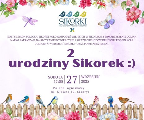 Na zdjęciu widać płotek z kolorowymi sikorkami