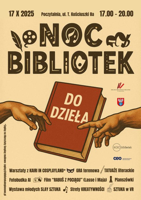 Plakat zawierający informacje o wydarzeniu.  Te informacje są podane w aktualności