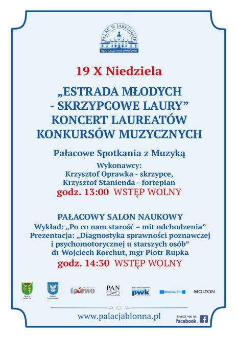 Na błękitnym tle znajduje się program imprezy