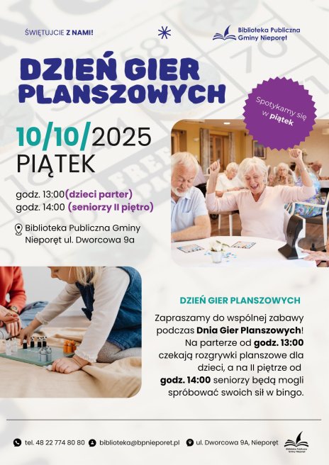 Na zdjęciu dzieci i seniorzy grający w planszówki