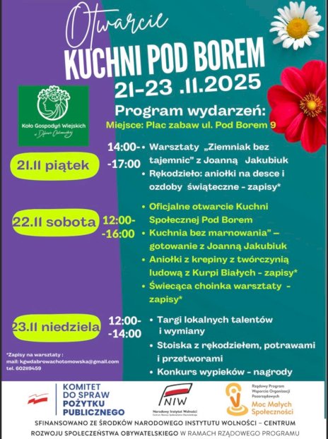 Na zdjęciu na morsko-fioletowym tle harmonogram wydarzeń