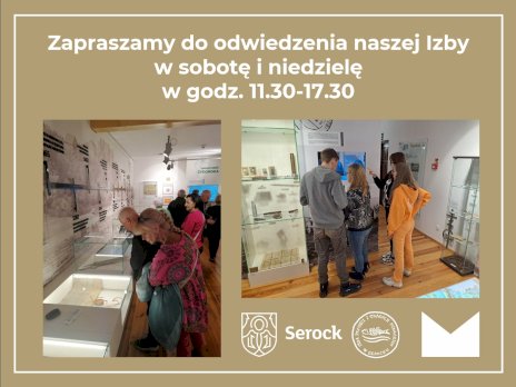 fot. Izba Pamięci i Tradycji Lokalnych w Serocku. Plakat zapraszający na zwiedzanie Izby Pamięci i Tradycji Lokalnych w Serocku w dniu 15.11 i 16.11.2025