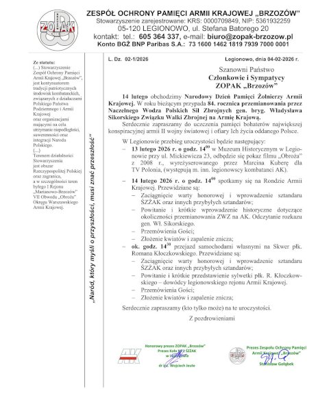 Na białej kartce znajduje się program wydarzeń z wyszczególnionymi dniami i godzinami