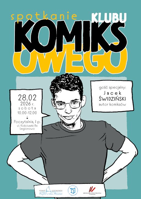 Na zielonym tle widać narysowana szara postać chłopca, który obydwiema rękami trzyma się za biodra