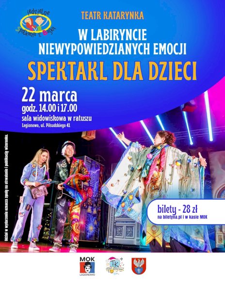 Plakat z artystami aktorami na scenie