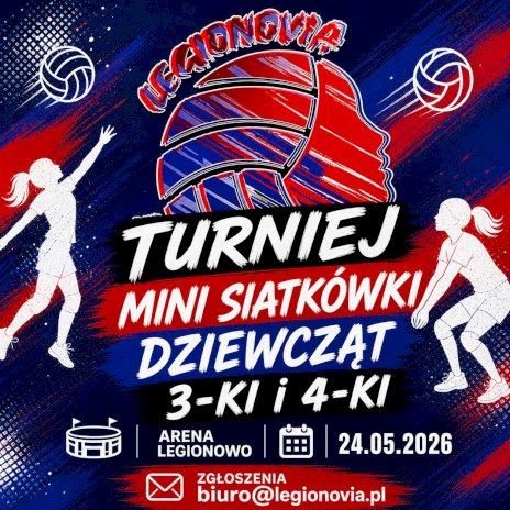 Grafika turnieju w granatowym kolorze z czerwonymi elementami