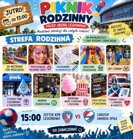 Kolorowy plakat z wieloma zdjęciami przedstawiającymi moc atrakcji
