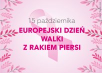 Grafika, różowe tło, po bokach grafika liści, napis 15 października Europejski Dzień Walki z Rakiem Piersi. Obraz autorstwa freepik.com