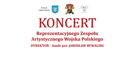 plakat zapraszający na koncert z udziałem RZAWP na górze herby i logotypy organizatorów