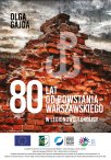 Grafika, okładka ksiązki autorstwa Olgi Gajdy pt. "Publikacja 80 lat od Powstania Warszawskiego w Legionowie i okolicy", biały napis, na tle z cegiał i nzaku Polski Walczacej. Na dole logotypy i informacja o dofinansowaniu.