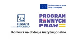 grafika z logotypami Fundacji Batory, Program Równych Praw, Unia Europejska