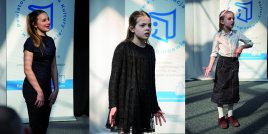 Na zdjęciu od lewej: Aleksandra Maria Sieradzka, Pola Błaszczyk oraz Laura Gibert podczas przesłuchań w Poczytalni